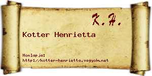 Kotter Henrietta névjegykártya